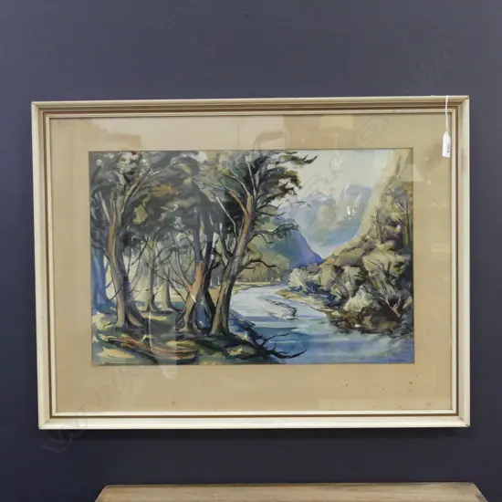 WATERCOLOUR ON BOARD - LANDSCAPE BY NZ DON MCARA  480 X 320MM