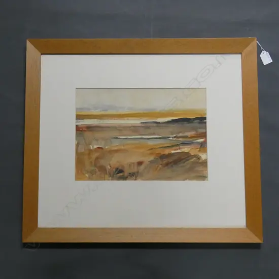 RUSSELL HOLLINGS 'MARSH FLATS' WATERCOLOUR 1983 W. 340mm x H. 245mm