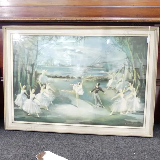 LG VINTAGE CARLOTTA EDWARDS 'SWAN LAKE' FRAMED PRINT   600 X 900MM
