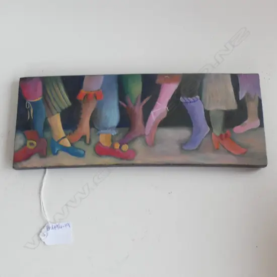 CHRIS BARKWAY OIL ON BOARD "FOOTNOTES" 120mm x 310mm