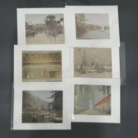 6 LGE FORMAT VINTAGE JAPANESE B&W H/COLOURED PHOTOS 200 X 250mm