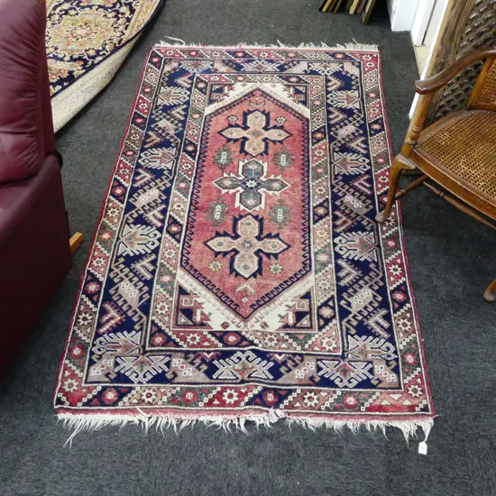 TURKISH HAND  KNOTTED, ALL WOOL RUG, PLEASANTLY FADED 2050 x 1280mm