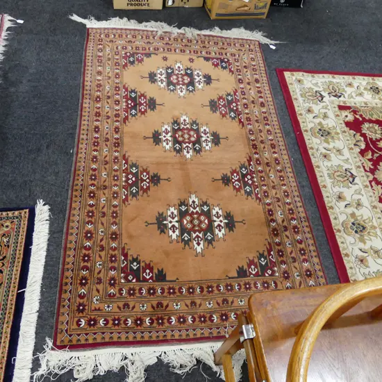 HAND KNOTTED WOOL PILE KAZAKHSTAN RUG w. 3 MEDALLIONS