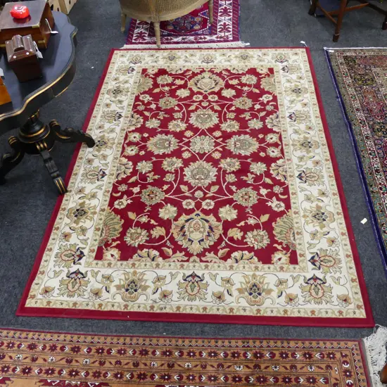 LARGE MACHINE KNOTTED RED RUG 2320x1600mm