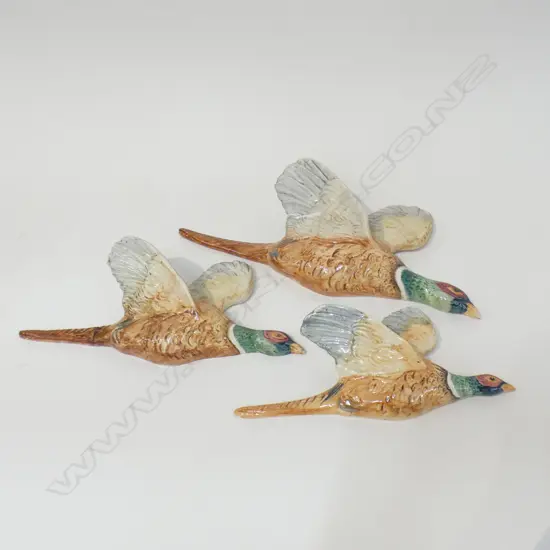 SET 3 BESWICK WALL PLAQUES - FLYING PHEASANTS - LARGEST L 310MM  A/F