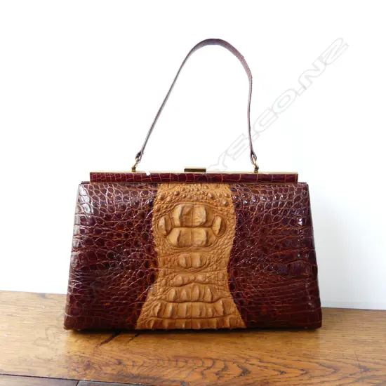 VINTAGE CROCODILE LEATHER HANDBAG 