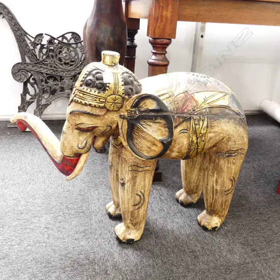 LARGE CARVED INDIAN ELEPHANT H.610mm L 870mm