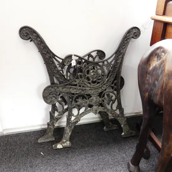 PAIR OF CAST IRON BENCH ENDS