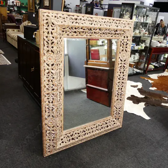 LARGE ORNATE CARVED WOOD MIRROR, 1450 x  1200mm