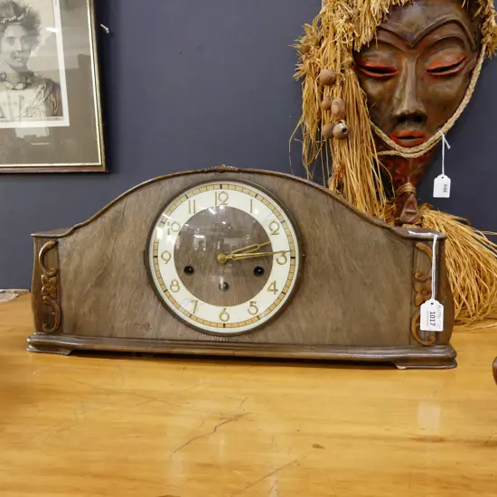 VINTAGE WOODEN MANTLE CLOCK L530MM