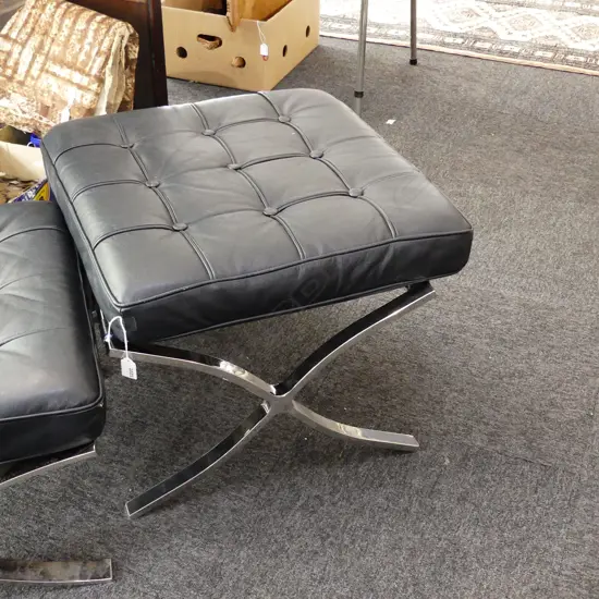BARCELONA BLACK VINYL FOOTSTOOL 600x600x450mm