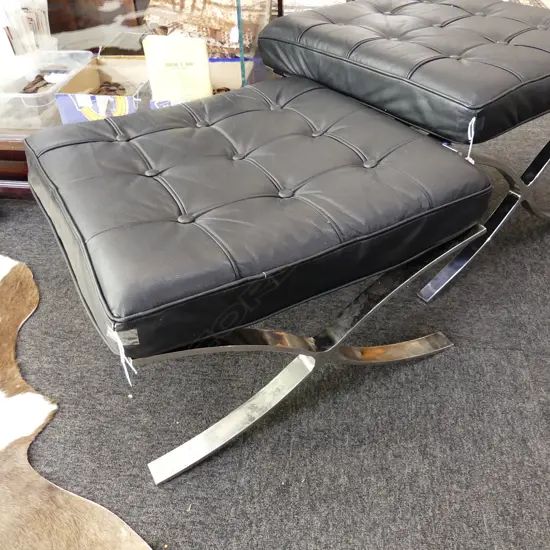 BARCELONA BLACK VINYL FOOTSTOOL 600x600x450mm