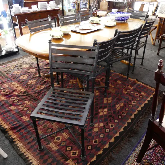 8 BLACK METAL OUTDOOR CHAIRS