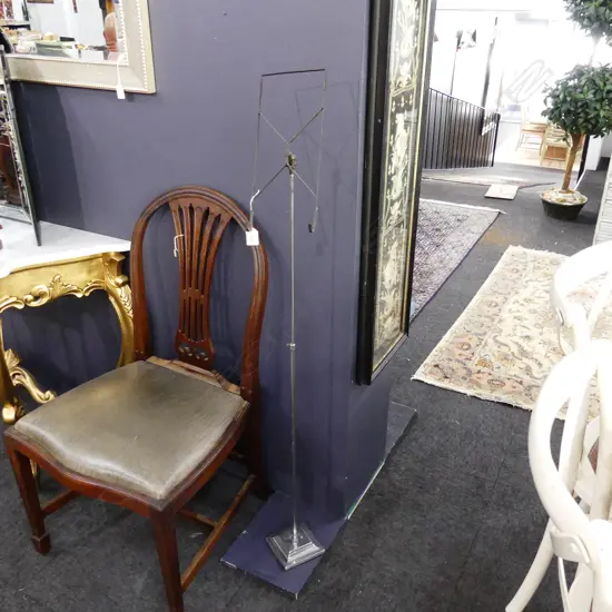 ADJUSTABLE VINTAGE SILVER METAL MUSIC STAND