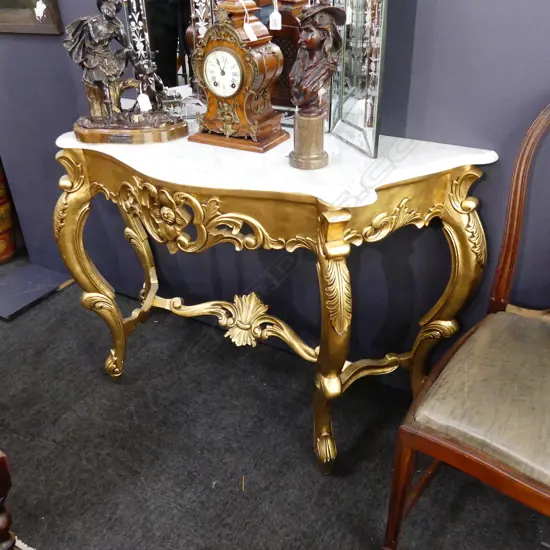 GILT AND MARBLE TOP CONSOLE TABLE