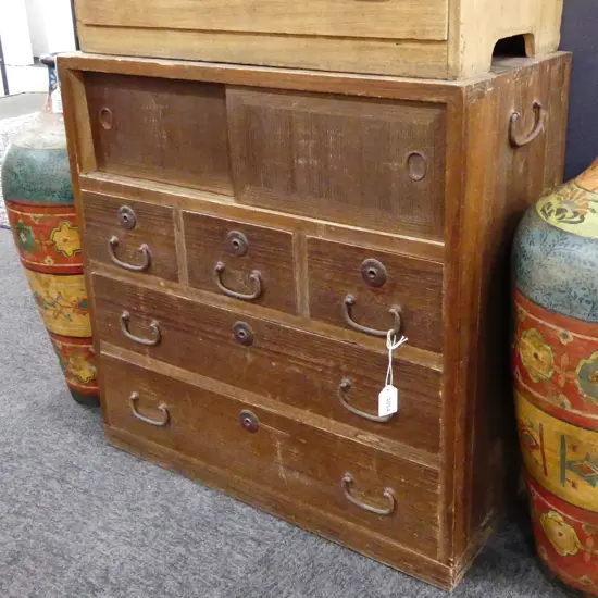 C1920 JAPANESE KO-DANSU PERSONAL CHEST 5 DRAWER 2 DOOR 600x315x600mm