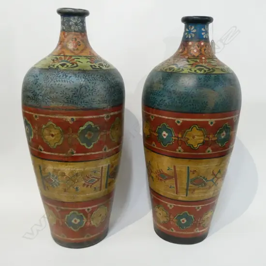 PR LG PAINTED POTTERY FLOOR VASES H 600MM