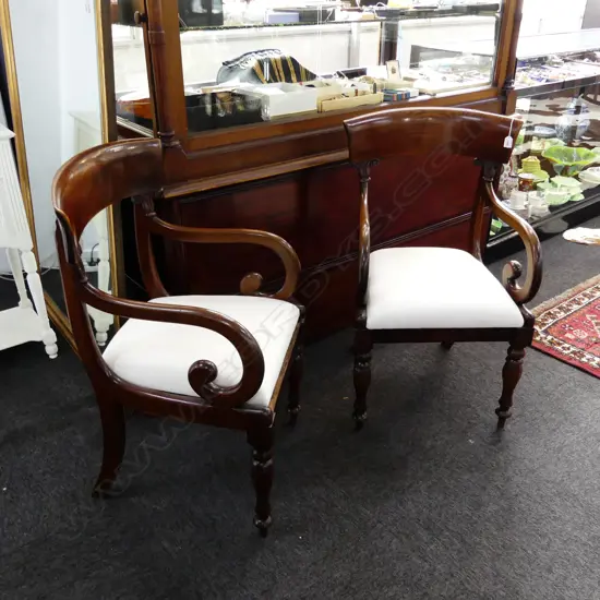 PR OF WHITE REGENCY OPEN ELBOW ARMCHAIRS