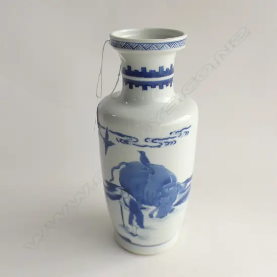 CHINESE B/W VASE; FIGURES IN LANDSCAPE H.240mm