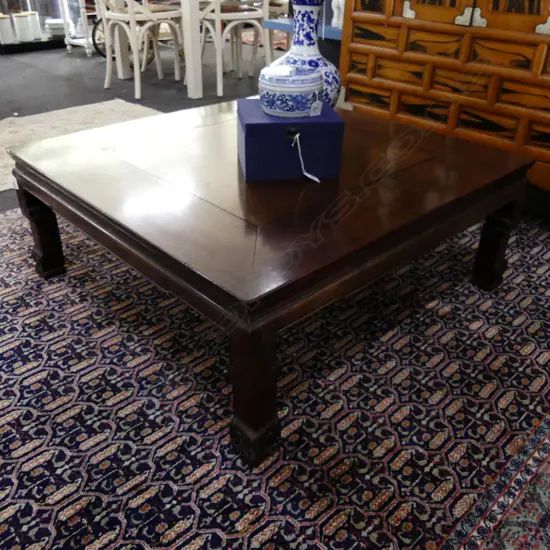 CARVED ROSEWOOD ORIENTAL SQUARE COFFEE TABLE 900x900x350mm