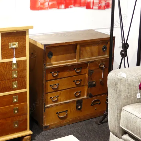 C1900 JAPANESE KO-DANSU PERSONAL CHEST 7 DRAWERS 3 DOORS 710x345x740mm