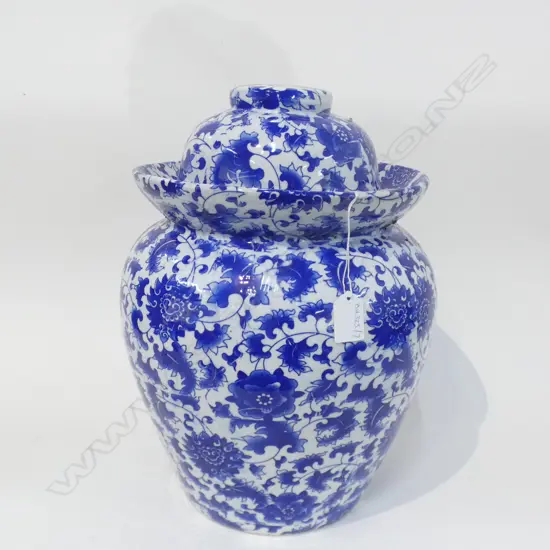CHINESE BLUE & WHITE LIDDED POT H 400MM