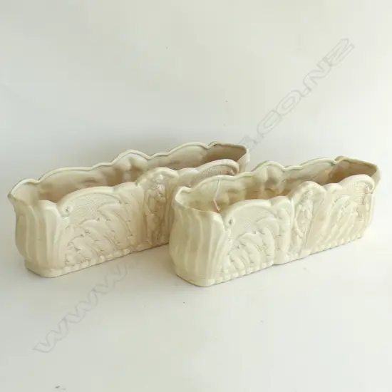 PR LGE DECORATIVE TROUGH PLANTERS RELIEF WOMAN & SCROLLING LEAVES L.450mm