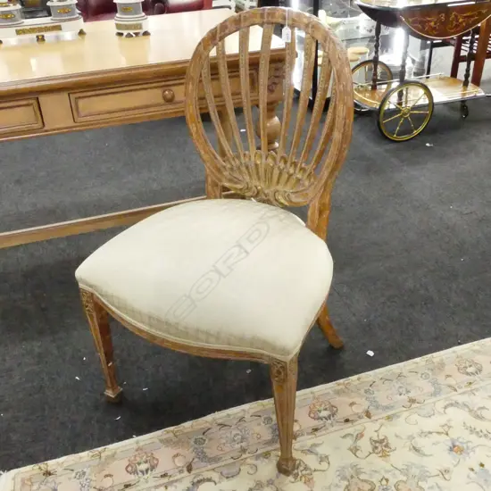 FRENCH STYLE GILDED SIDE CHAIR with SHELL BACK