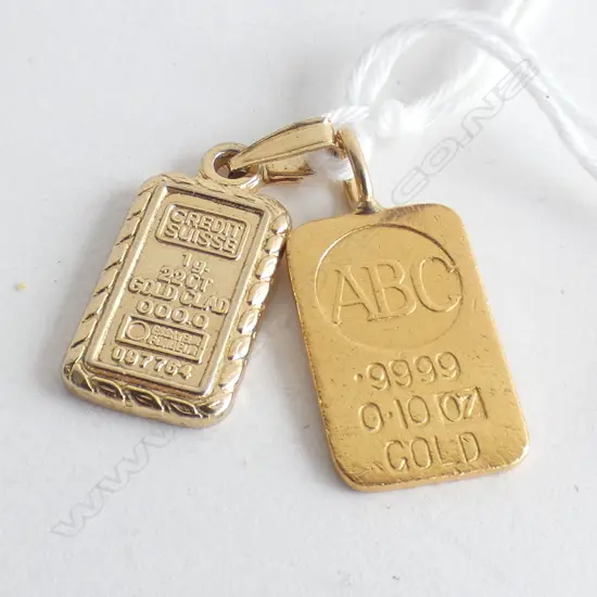 GOLD INGOT .9999 PUR 0.10oz. 24kt 3.18gm + OTHER GOLD PLATED