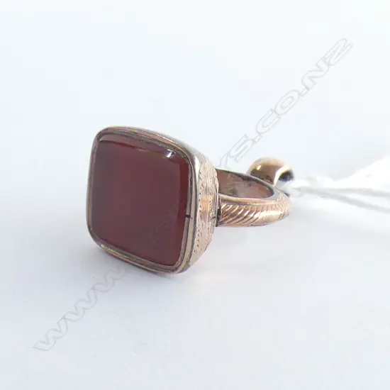 19THC GOLD PLATE SEAL UNCUT CARNELIAN PANEL