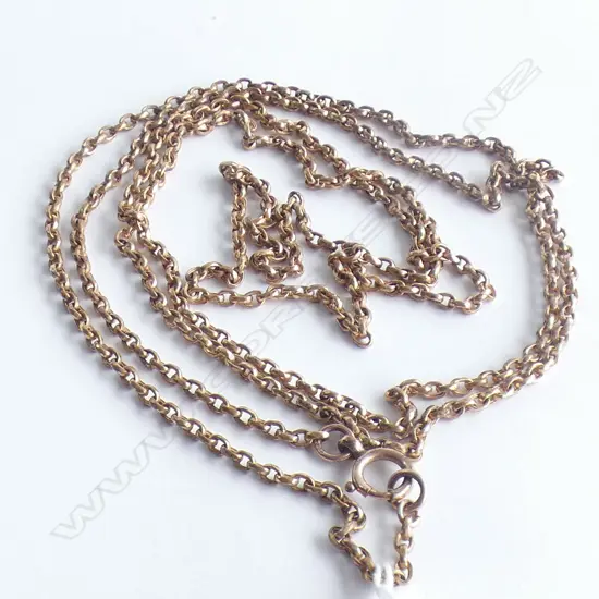 ANTIQUE GOLD PLATE MUFF CHAIN 15Cct CLASP L.1320mm