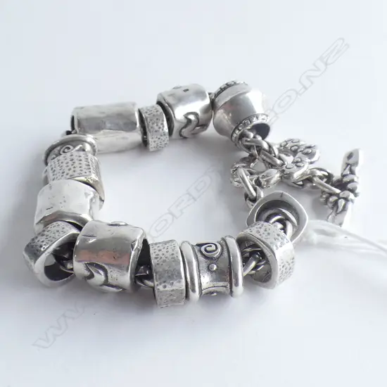 PANDORA SILVER BRACELET WITH MULTIPLE BEADS