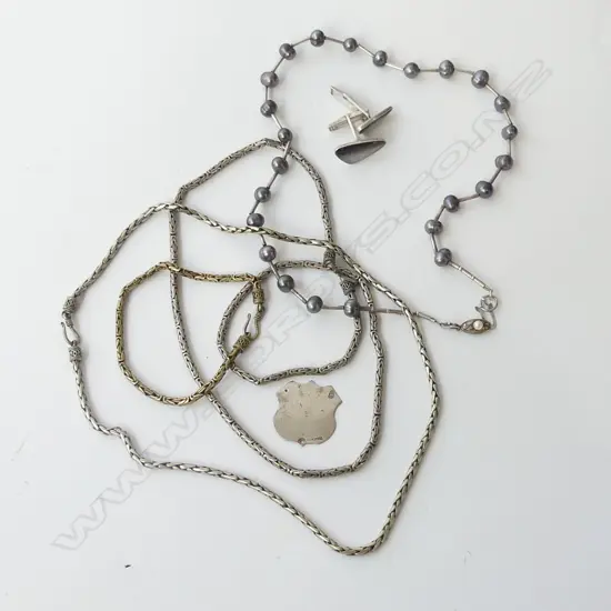 BAG ASST STG & 925 SILVER; NECKLACES, BRACELETS, CUFF LINKS ETC.