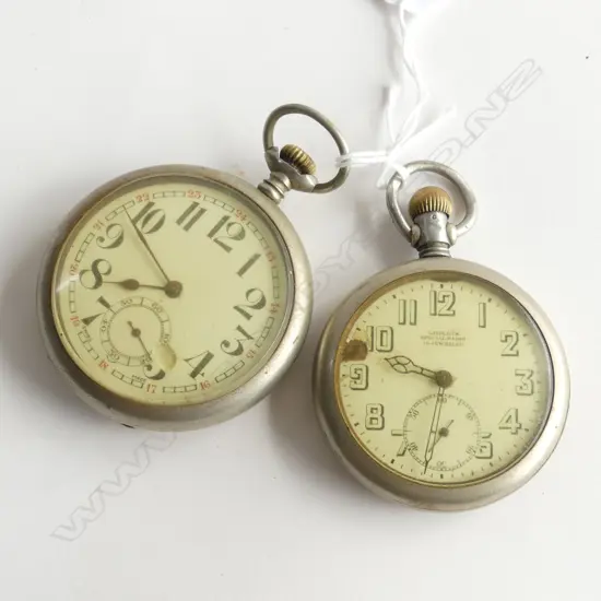 2 NICKLE CASED OPEN FACE POCKET WATCHES