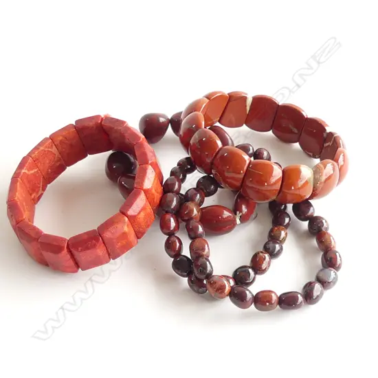 5 ASST STONE BEAD BRACELETS
