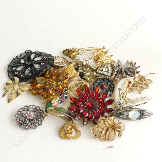 BAG ASST GOOD COSTUME JEWELLERY BROOCHES & SCARF CLIPS
