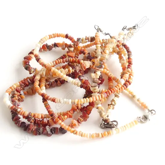 4 MULTI COLOURED CHIP BEAD NECKLACES