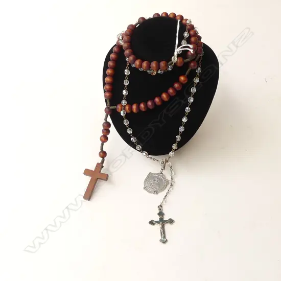 2 ROSARY BEAD NECKLACES