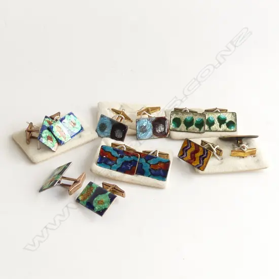6 PAIRS ASST BRIGHT ENAMEL CUFFLINKS