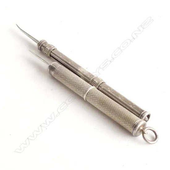 2 x c1900 SILVER ENGRAVED PROPELLING PICKS 