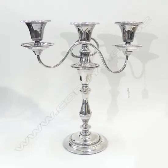 TALL 3 ARM SILVER PLATE CANDELABRA H 350 L 325NN