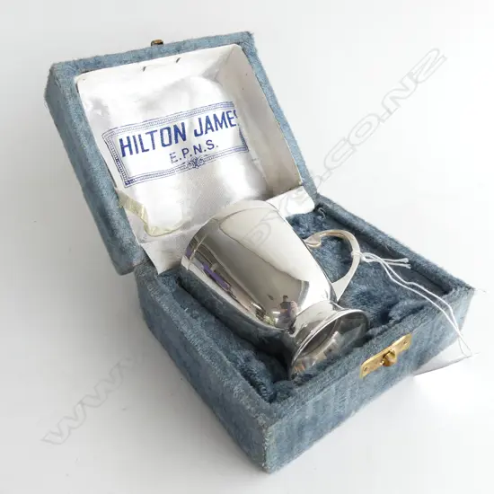 VINTAGE HILTON JAMES EPNS CHRISTENING MUG - IN ORIGINAL BOX