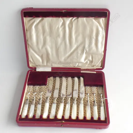 12 PCE MOP HANDLED FRUIT CUTLERY SET, CASED