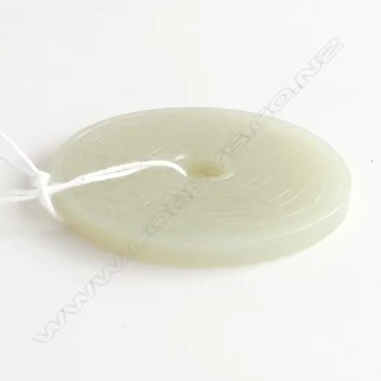 CHINESE CARVED JADE PALE GREEN DISC