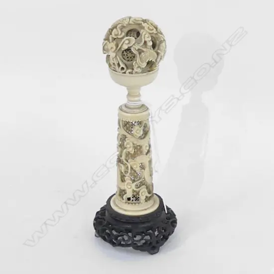 ORIENTAL PUZZLE BALL ON STAND H.185mm