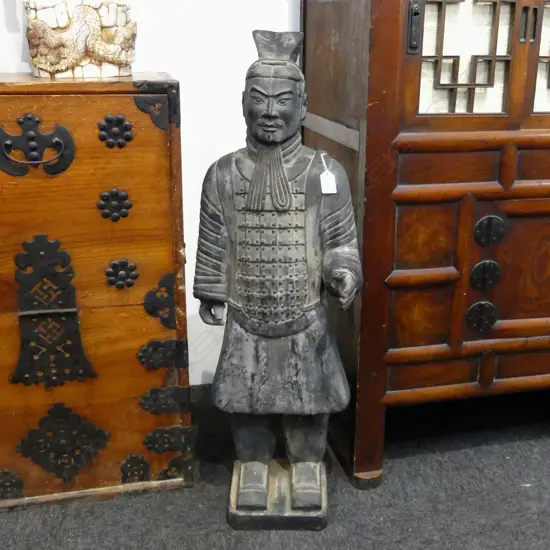 CHINESE BURIED WARRIOR POTTERY FIGURE. H.850mm