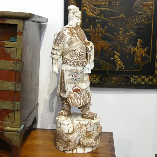 JAPANESE WARRIOR MADE FROM PIECES OF BONE H.580mm