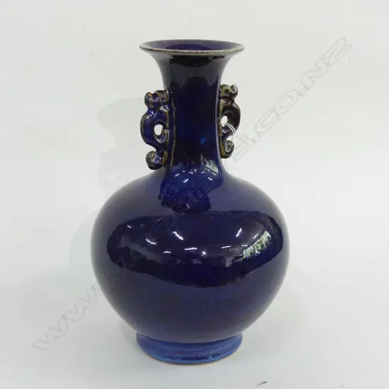 CHINESE BLUE GLAZE VASE w. QIANLONG MARK H.280mm