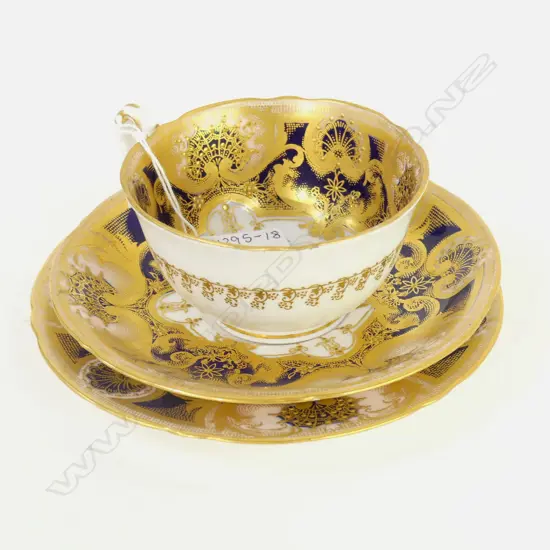 ROYAL WORCESTER GOLD GILDED TRIO #W8833 - SIGNED J STANLEY  - PURPLE MARK TO BASE