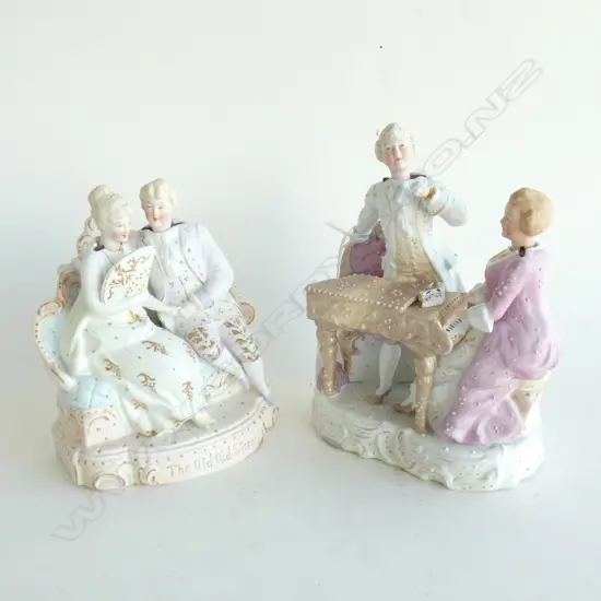 PR VINTAGE GERMAN BISQUE 'NODDING' HEAD FIGURE GROUPS (old repairs)